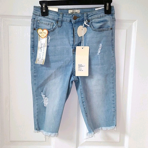 skinny fries denim Pants - Luxury soft Bermuda Jean shorts